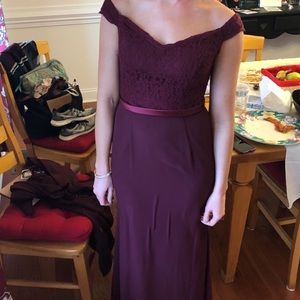 Bill Levkoff bridesmaid dress wine